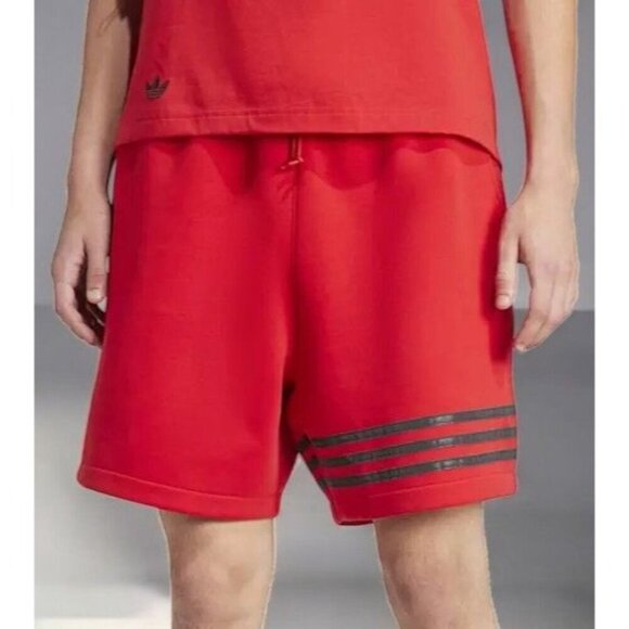 Adidas Men Neuclassic Red Striped Shorts Drawstring Waist Side Pockets NEW 2XL - Picture 2 of 9